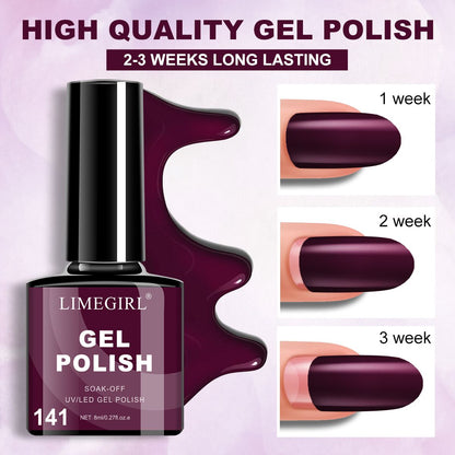 LIMEGIRL 6pcs Gel Polish Set 6 Vibrant Colors UV Gel NailPolish Red Blue Green Hema TMPTA TPO 3-free AllSeasons NailGel for Christmas Gift Women Girls