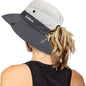 Women's Outdoor UV-Protection-Foldable Sun-Hats Mesh Wide-Brim Beach Fishing Hat with Ponytail-Hole