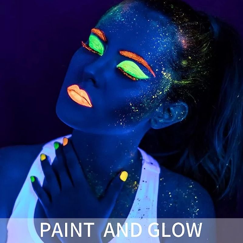 UV Glow Blacklight Face and Body Paint,0.48 oz, Set of 6 Tubes, 6 Colors Halloween Makeup