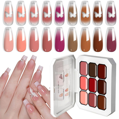 Limegirl Gradient Painting Gel, 9 Bright Colors Ombre GelNail Polish for Pigment Pat Nails Nails French ManicureSoak Off UV Set
