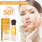 SPF50 PA++ Sunscreen Setting Powder Brush, Oil Control Matte Transparent Loose Powder, Portable Mineral Sun Protection Powder, Long Lasting Makeup Setting Powder for Face, Non-Greasy Shine Control Sun