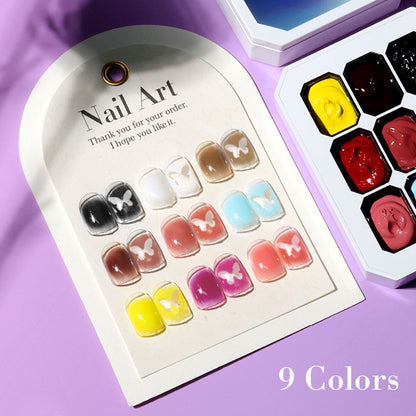 Limegirl Gradient Painting Gel, 9 Bright Colors Ombre GelNail Polish for Pigment Pat Nails Nails French ManicureSoak Off UV Set