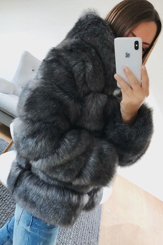 Ladies' autumn and winter thick warm fur coat long-sleeved hooded imitation rabbit fur coat