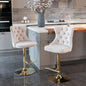 Furniture,Golden Swivel Velvet Barstools Adjusatble Seat Height from 25 - 33 Inch, Modern Upholstered Bar Stools with Backs Comfortable Tufted for Home Pub and Kitchen Island - 7DAY'S