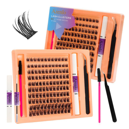 2026 Fairy Tale False Eyelashes -  Azenlo Beginner's DIY Eyelash Extension Kit, 120 Clusters Of Large-capacity False Eyelashes, Includes Glue, Tweezers, and a Complete Tool Set
