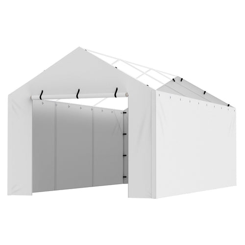 VEVOR Carport Replacement Canopy Cover Side Wall 10 x 20 ft, Garage Tent Shelter Tarp Heavy-Duty Waterproof & UV Protected, Easy Installation with Ball Bungees,White (Top and Frame Not Included)