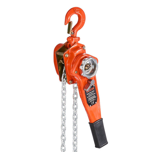 VEVOR Manual Lever Chain Hoist, 3/4T 1650LBS Capacity Heavy Duty Come Along, 10FT Lift G80 Alloy Steel Chain With Dual Pawl Mechanical Brake,360°Rotating Hooks, for Warehouse Construction Garage