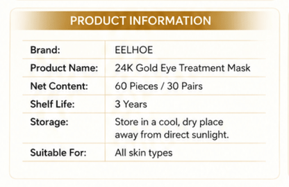 24K Gold Collagen Eye Masks, 60PCS Under Eye Patches with Hyaluronic Acid, for Dark Circles & Puffiness