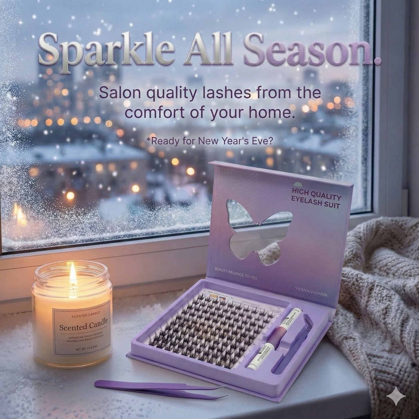 AYCUE Holiday Glam Christmas Special Edition High-Quality Eyelash Suit Subtle Natural Soft Finish Clean Band DIY Fluffy Lash Extension for Festive Looks