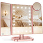 Makeup Mirror, Vanity Mirror with Lights, 2X/3X/10X Magnification, Touch Control, Trifold, Dual Power Supply, Gifts Mothers Day for Mom,Gifts for Women, Wife, Girls,Dorm Room Essentials