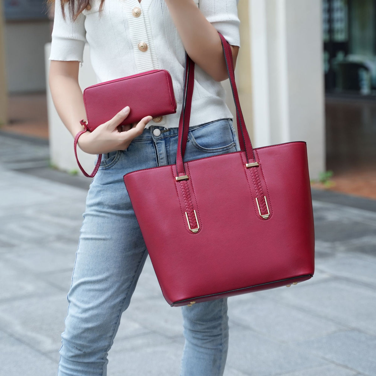 MKF Collection Mina Vegan Leather Women Tote and Wristlet Wallet by Mia K