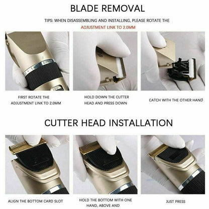 Professional Hair Clippers Trimmer Mens Barber Hair Cutting Kit Machine Cordless