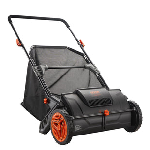 VEVOR Push Lawn Sweeper, 21inch Leaf & Grass Collector, Strong Plastic Wheels & Heavy Duty Thickened Steel Durable to Use with Large Capacity 3.5 cu. ft. Mesh Collection Hopper Bag, 2 Spinning Brushes