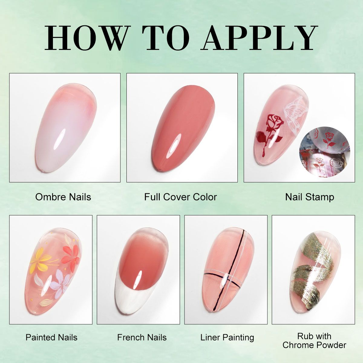 Limegirl Gradient Painting Gel, 9 Bright Colors Ombre GelNail Polish for Pigment Pat Nails Nails French ManicureSoak Off UV Set