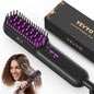Hair Straightener Brush, Ionic Plus Steam Straightening Brush for Smooth, Anti-frizz Hair, Anti-Scald Ceramic Straightening Comb, Heated Straightener Brush Flat Iron Fast Heating for Home Salon