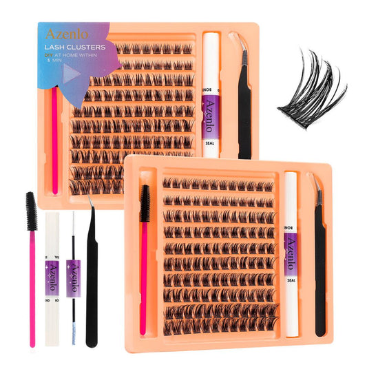 2026 Fairy Tale False Eyelashes -  Azenlo Beginner's DIY Eyelash Extension Kit, 120 Clusters Of Large-capacity False Eyelashes, Includes Glue, Tweezers, and a Complete Tool Set