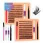 2026 Fairy Tale False Eyelashes -  Azenlo Beginner's DIY Eyelash Extension Kit, 120 Clusters Of Large-capacity False Eyelashes, Includes Glue, Tweezers, and a Complete Tool Set