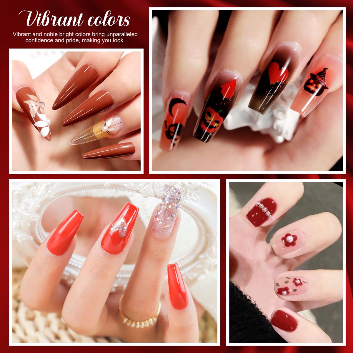 LIMEGIRL 6pcs Gel Polish Set 6 Vibrant Colors UV Gel NailPolish Red Blue Green Hema TMPTA TPO 3-free AllSeasons NailGel for Christmas Gift Women Girls