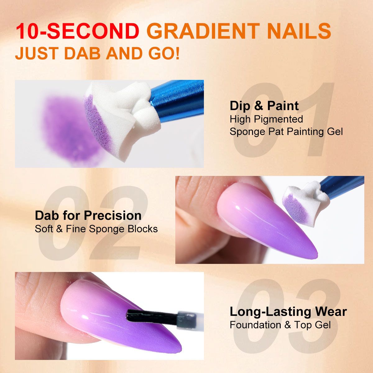 Limegirl Gradient Painting Gel, 9 Bright Colors Ombre GelNail Polish for Pigment Pat Nails Nails French ManicureSoak Off UV Set