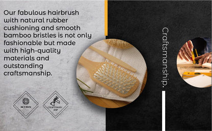 Natural Wooden Detangling Hair Brush - Eco Friendly Bamboo Bristle Paddle Brush for Sensitive Scalp Massage, Anti Static Hair Growth Styling Comb for Women and Men