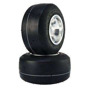 VEVOR Go Kart Tires and Rims, 10x4.5-5" Go Kart Wheels, 2-Pack Front Wheels, Aluminum Alloy Rims and Rubber Tires, Hub-Rim Fit Bolt Pattern 1.57 inch with 3 Bolt Holes, Replacement Pneumatic Tire