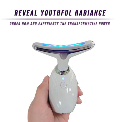 Facial Contour Massager & Neck Beauty Roller | Portable Cordless Skin Renewal Wand for Lotions and Serums | Triple Action Micro-Vibration