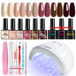 LIMEGIRL Gel Nail Polish Set 6 Color Set with UV Nail Light and Nail Tools, Soaking Nail Set, for Beginners DIY Nail Set