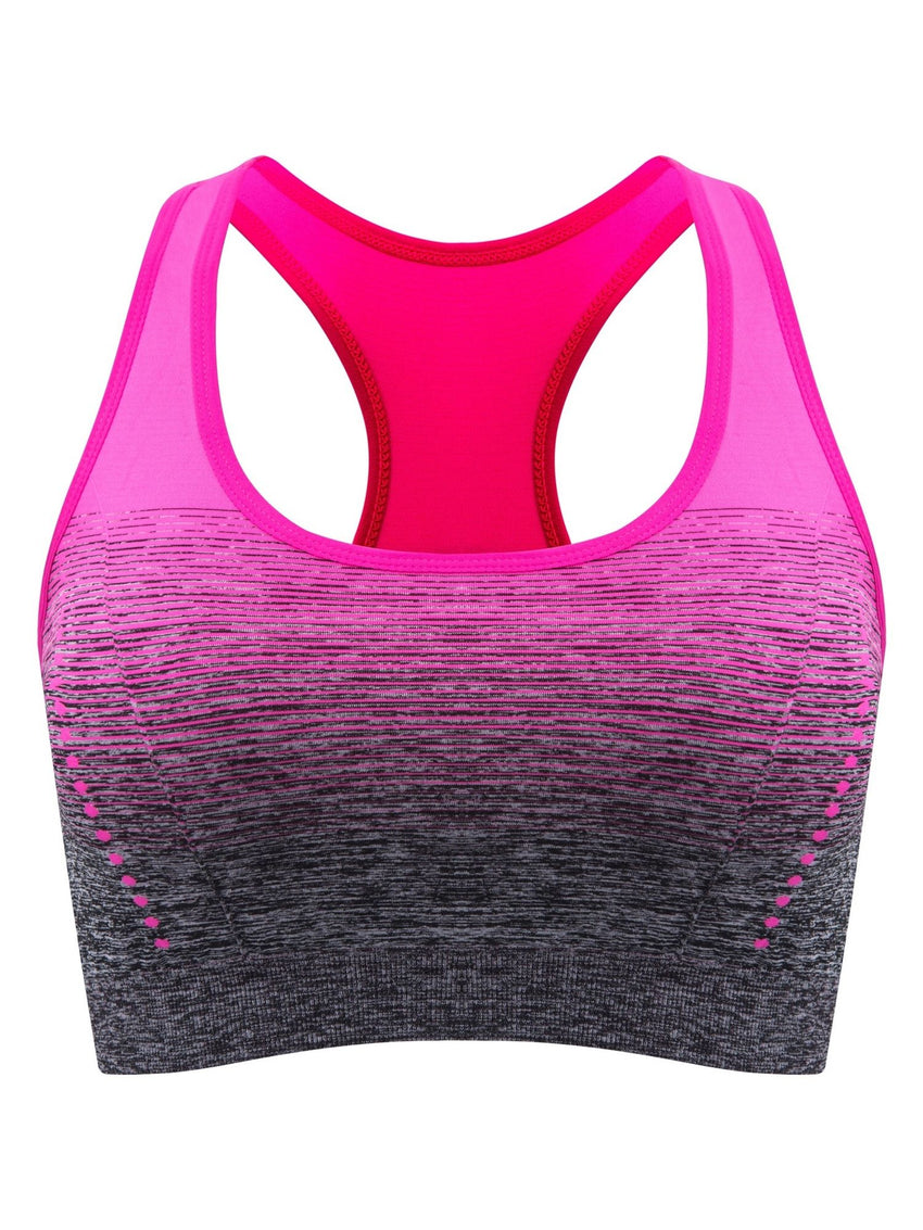 1pc/2pcs/3pcsMedium Support Two Tone Racer Back Sports Bra, Fitness Workout Running Yoga Bra