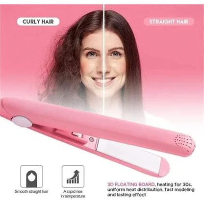 2023 Mini Hair Curler; Werdeny Ceramic Mini Hair Curler for Short Hair; 2 in 1 Mini Ceramic Curler and Hair Straightener; Mini Curling Iron 1/2 Inch Barrel Short Hair (Purple)