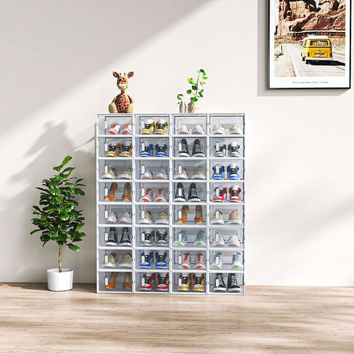 White, Small Size, 32PCS, 33*23*14cm, Shoe Box, Plastic Mesh, Freely Combinable