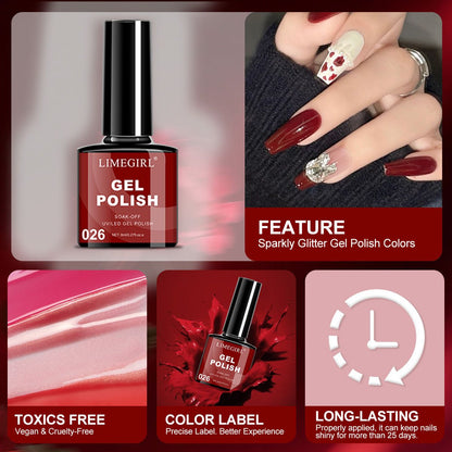 LIMEGIRL Gel Nail Polish Set 6 Color Set with UV Nail Light and Nail Tools, Soaking Nail Set, for Beginners DIY Nail Set