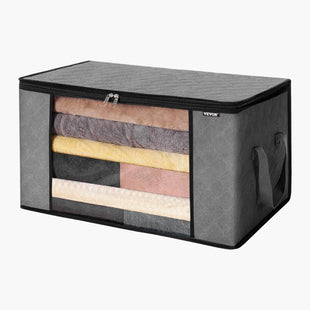 VEVOR 60L Large Storage Bags, 6 Pack Clothes Storage Bin, Foldable Closet Organizers Containers with Handle, Nov-woven Fabric Storage Bag for Clothing, Blanket, Comforter, Bed Sheet, Pillow(Grey)