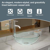 Above Counter Artistic Tempered Glass Bathroom Sink Transparent Counter Top Bathroom Single Bowl Vessel Basin - 7DAY'S