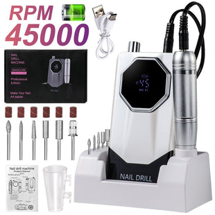 45000RPM Rechargeable Electric Nail Drill Machine Professional Nail Drills for Gel Nails Polish Portable Nail File Manicure Tool
