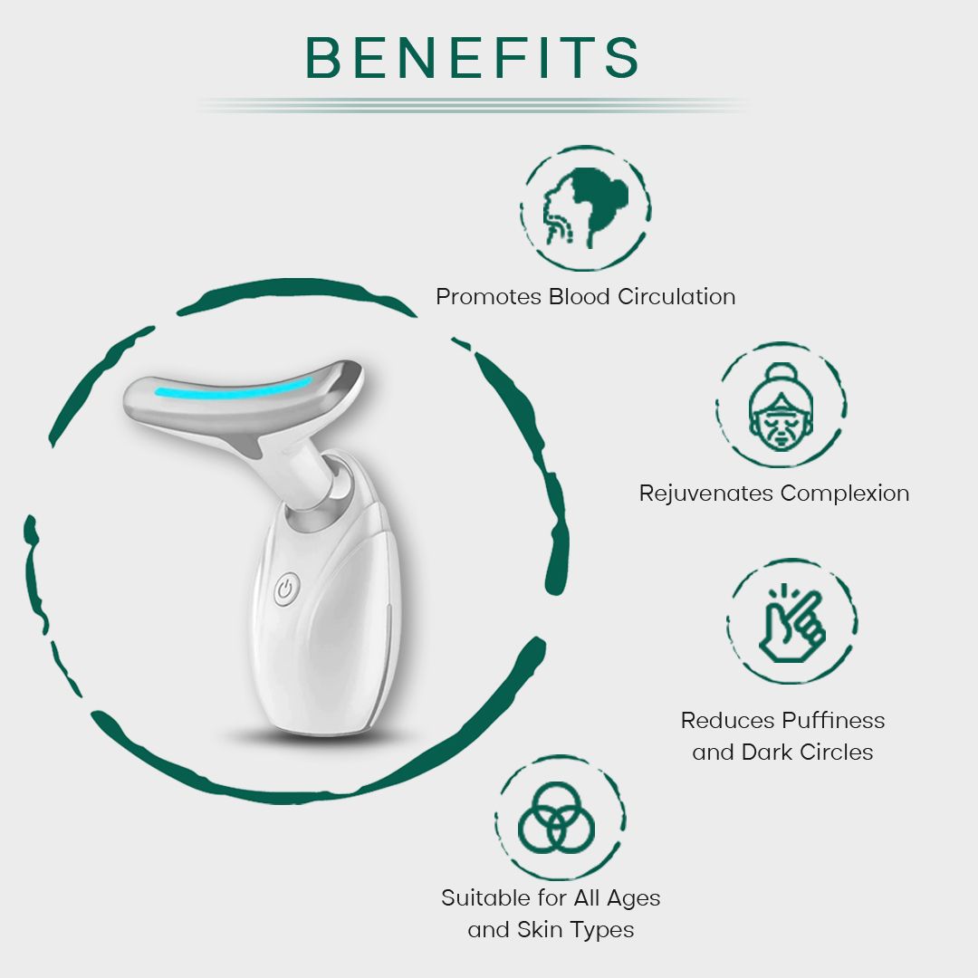 Neck & Face Lifting LED Therapy Device - Anti-Aging Wrinkle Remover & Double Chin Reducer Massager