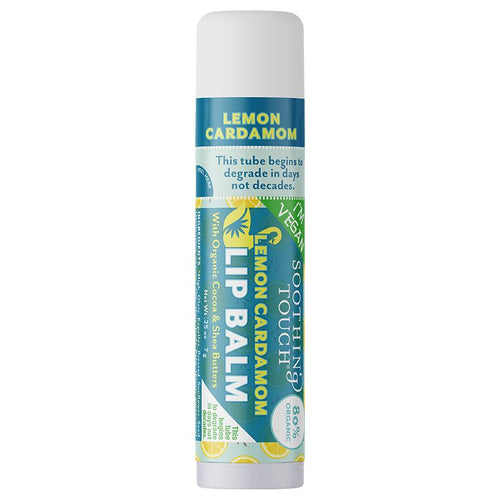 Lemon Cardamom Vegan Lip Balm | Organic, Ayurvedic, Eco-Friendly, Biodegradable Tube
