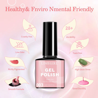 LIMEGIRL Gel Nail Polish Set 6 Color Set with UV Nail Light and Nail Tools, Soaking Nail Set, for Beginners DIY Nail Set