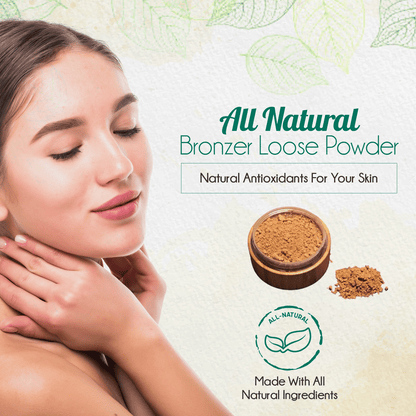 BeNat All-Natural Bronzer Loose Powder - Eco-Friendly Reusable Bamboo Case Vegan Face Makeup for a Healthy Sun-Kissed Glow