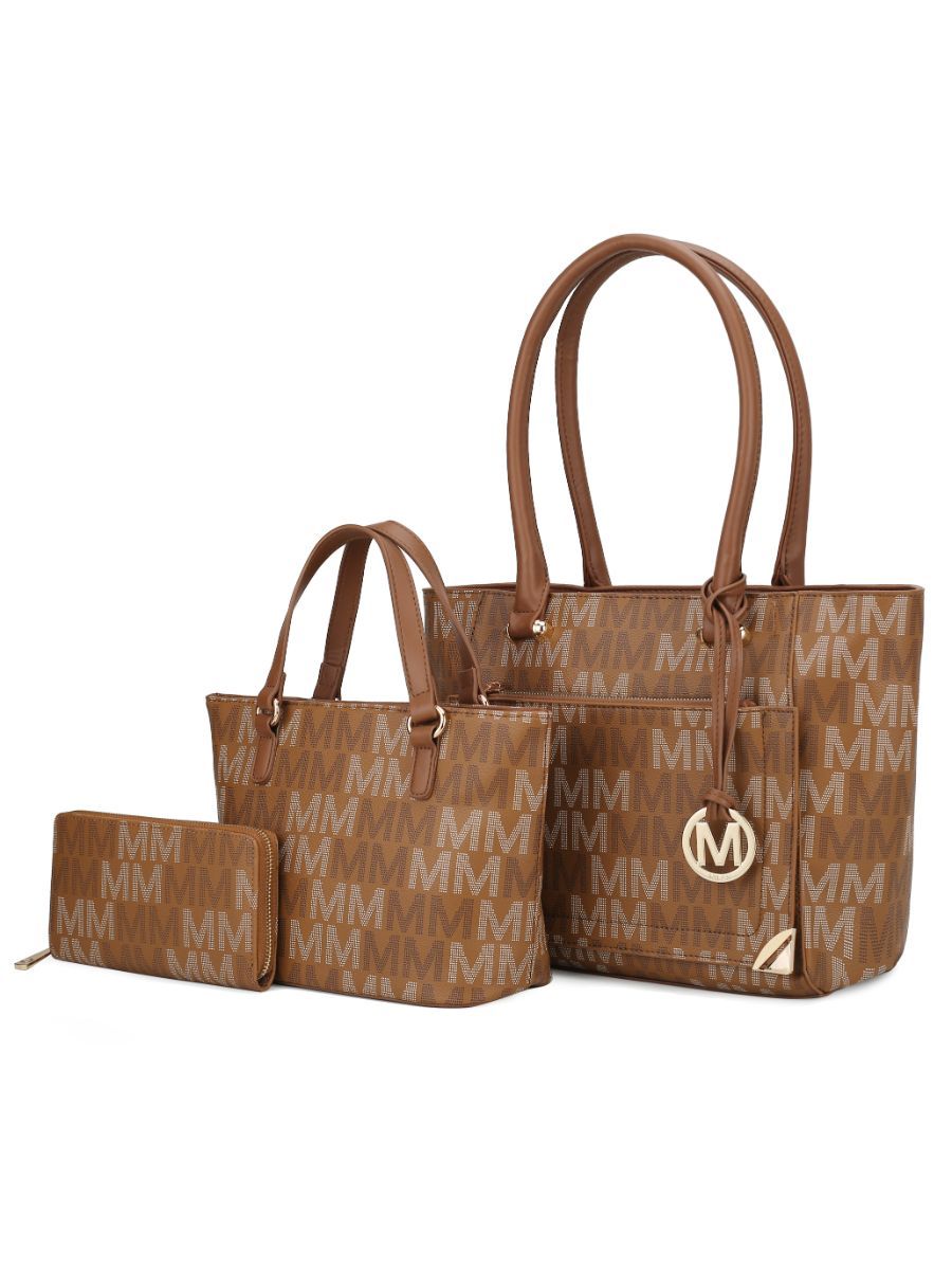 MKF Collection Lady II M Signature Large Tote, Small Tote & Wallet Set, Stylish Womens Handbag M Design by Mia K