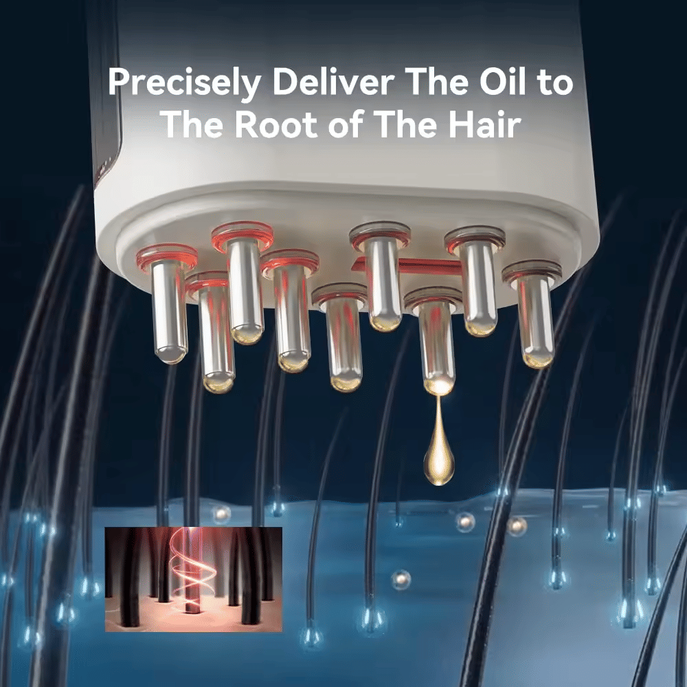 Electric Oil Applicator & Scalp Massager 2-in-1: Wireless High-Frequency Vibration Hair Growth Serum Comb, Waterproof Charging Root Therapy Brush for Stress Relief & Spa