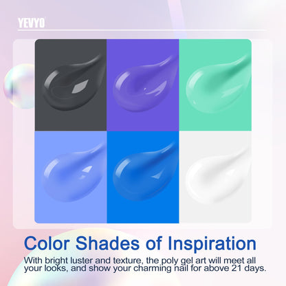 6 PCS Polygel Nail Kit With UV Nail Lamp, Slip Solution, Top Base Coat, Builder Nails Art Tools for Beginners