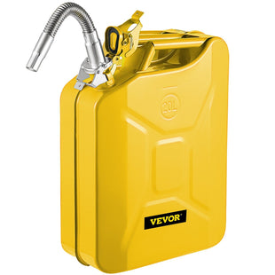 VEVOR Jerry Fuel Can, 5.3 Gallon / 20 L Portable Jerry Gas Can with Flexible Spout System, Rustproof & Heat-resistant Steel Fuel Tank for Cars Trucks Equipment, Yellow