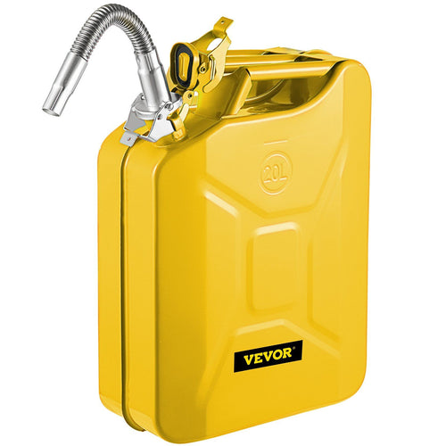 VEVOR Jerry Fuel Can, 5.3 Gallon / 20 L Portable Jerry Gas Can with Flexible Spout System, Rustproof & Heat-resistant Steel Fuel Tank for Cars Trucks Equipment, Yellow