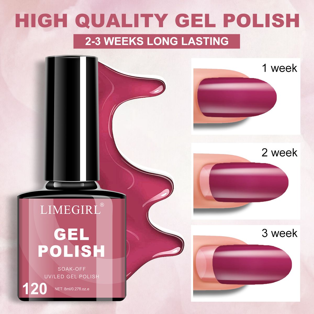 LIMEGIRL 6pcs Gel Polish Set 6 Vibrant Colors UV Gel NailPolish Red Blue Green Hema TMPTA TPO 3-free AllSeasons NailGel for Christmas Gift Women Girls