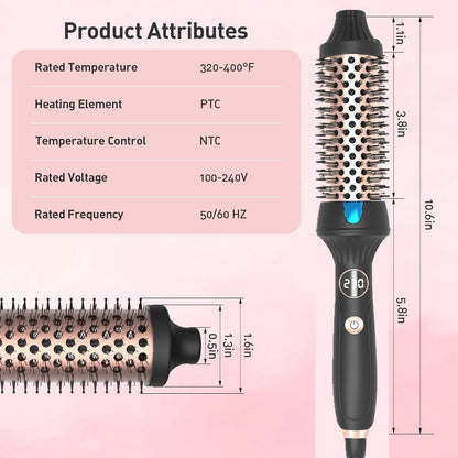 Thermal Brush Ceramic Hair Curler Comb 3 in 1 Thermal Curling Wand Double PTC Curling Brush Travel Hair Curler Combs Anti Scalding Curling Iron Ionic Hair Curler Straightener