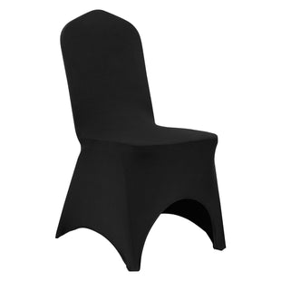VEVOR Stretch Spandex Folding Chair Covers, Universal Fitted Arched Front Cover, Removable Washable Protective Slipcovers, for Wedding, Holiday, Banquet, Party, Celebration, Dining (50PCS Black)