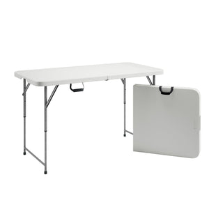 Techni Home 4 FT Granite White Adjustable Height Folding Table with Easy-Carry Handle