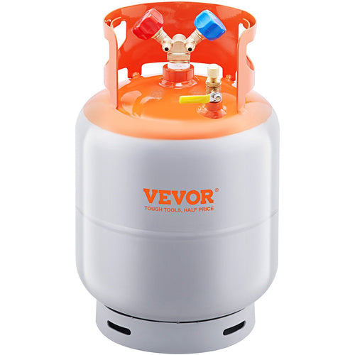 VEVOR Refrigerant Recovery Tank, 50 LBS Capacity, 400 psi Portable Cylinder Tank with Y-Valve for Liquid/Vapor, High-sealing Recovery Can for R22/R134A/R410A, Orange+Gray