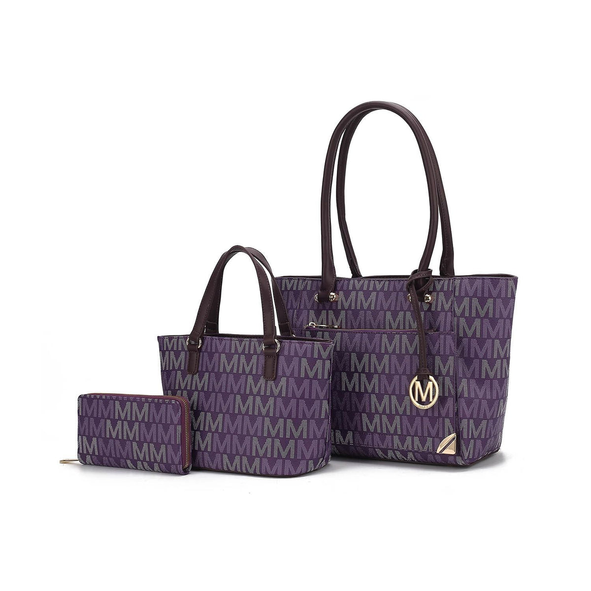 MKF Collection Lady II M Signature Large Tote, Small Tote & Wallet Set, Stylish Womens Handbag M Design by Mia K