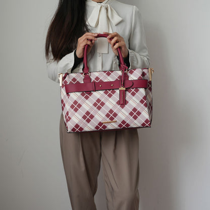 MKF Collection Coleen Vegan Leather Women Plaid Satchel Bag by Mia k